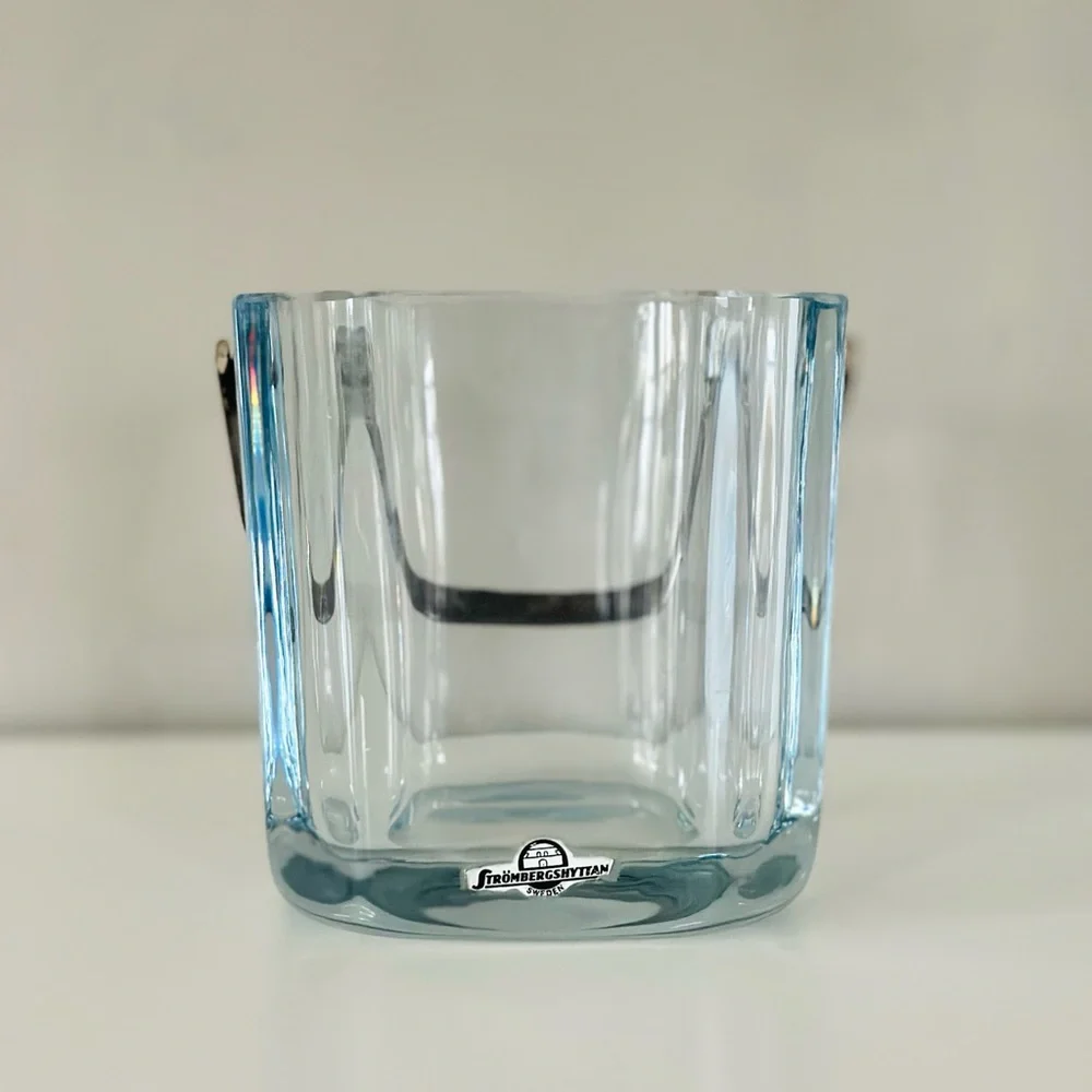 Vintage midcentury Swedish glass ice bucket